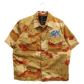 CHROME HEARTS(クロムハーツ) サイズ:L ×Matty Boy Sex Records Short sleeve shirt Camo マッティボーイ クロスボールボタン迷彩カモ半袖シャツ ブラウン【中古】【程度A】【カラーブラウン】【取扱店舗原宿】