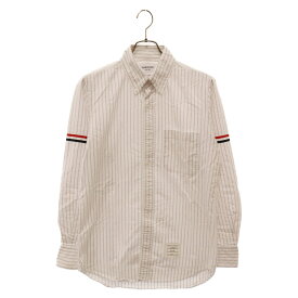 THOM BROWNE(トムブラウン) サイズ:1 Armbanding Poplin Shirt シャドーピンストライプ オックスフォード アームバンド ロングスリーブ シャツ 長袖シャツ ホワイト MWL301A-F0013-960【中古】【程度B】【カラーホワイト】【オンライン限定商品】