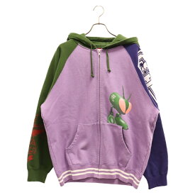 SUPREME(シュプリーム) サイズ:L 21AW×JUNYA WATANABE MAN×COMME des GARCONS Zip Up Hooded Sweatshirt バグプリントジップアップパーカー【中古】【程度B】【カラーパープル】【取扱店舗BRING仙台店】