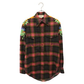 GUCCI(グッチ) サイズ:44 2018AW Embroidery Check Wool Shirt 521904 Z527L エンブロイダリーチェックウールシャツ 龍刺繍 マルチカラー【中古】【程度A】【カラーマルチカラー】【取扱店舗BRING京都河原町店】