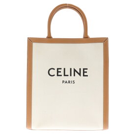 CELINE(セリーヌ) サイズ:スモール バーティカルカバ トートバッグ キャンバス レザー ホワイト/ブラウン 192082BNZ 02NT【中古】【程度B】【カラーホワイト】【取扱店舗名古屋】