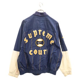 NIKE(ナイキ) サイズ:L 90S SUPREME Court Jacket バッグ刺繍 ナイロンブルゾン コートジャケット ネイビー/ホワイト/イエロー【中古】【程度B】【カラーマルチカラー】【オンライン限定商品】