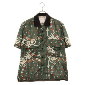 Sacai(サカイ) サイズ:2 23SS×Eric Haze Bandana Print Shirt エリックヘイズ バンダナ 半袖シャツ グリーン 23-02980M【中古】【程度A】【カラーグリーン】【取扱店舗BRING KICKS】