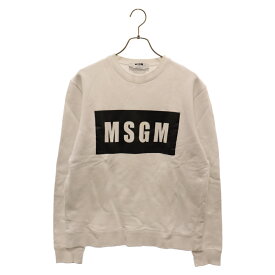 MSGM(エムエスジーエム) サイズ:M ロゴプリント クルーネック 長袖スウェット トレーナー 2940MM68 ホワイト【中古】【程度B】【カラーホワイト】【オンライン限定商品】