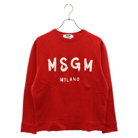 MSGM(エムエスジーエム) サイズ:M 20AW ロゴプリント クルーネック長袖スウェット トレーナー レッド 2940MM104【中古】【程度B】【カラーレッド】【オンライン限定商品】