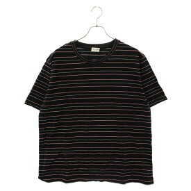 SAINT LAURENT PARIS(サンローランパリ) サイズ:XL 16SS Striped Red Black T-Shirt ストライププリント半袖Tシャツ ブラック/レッド【中古】【程度B】【カラーブラック】【オンライン限定商品】