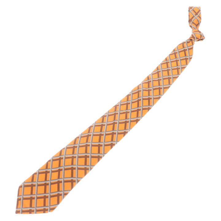 楽天市場】HERMES(エルメス) チェック柄シルクネクタイ オレンジ 5309