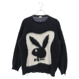 SAINT LAURENT PARIS(サンローランパリ) サイズ:S 22AW MOHAIR PLAYBOY Knit プレイボーイ モヘヤ モヘア ニット セーター ブラック 713263 Y75SA【中古】【程度B】【カラーブラック】【取扱店舗新宿】