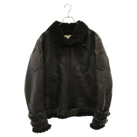 AVIREX(アヴィレックス) サイズ:L BELTED MOUTON JACKET 6121012 ムートンジャケット レザージャケット フライトジャケット ブラック【中古】【程度B】【カラーブラック】【オンライン限定商品】