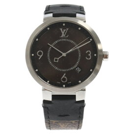 LOUIS VUITTON(ルイヴィトン) サイズ:39mm TAMBOUR SLIM MONOGRAM MACASSAR 39 WATCH タンブール スリム モノグラム・マカサーGM 39mm ブラウン クオーツ 腕時計 QA005【中古】【程度A】【カラーブラウン】【取扱店舗新宿】