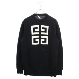 GIVENCHY(ジバンシィ) サイズ:L 19SS ダメージ加工ジャガード 4Gロゴ モックネック ニット ブラック BM904U4Y0A【中古】【程度B】【カラーブラック】【取扱店舗新宿】