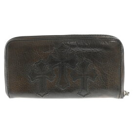 CHROME HEARTS(クロムハーツ) REC F ZIP 3クロス ラウンドジップ レザーウォレット 長財布 ブラウン【中古】【程度B】【カラーブラウン】【取扱店舗原宿】