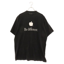 BALENCIAGA(バレンシアガ) サイズ:2 Be different刺繍Tシャツ ビーディファレント半袖Tシャツ ダメージ ヴィンテージ加工 アップル ロゴ刺繍 712398 TNVB3 ブラック【中古】【程度A】【カラーブラック】【取扱店舗原宿】