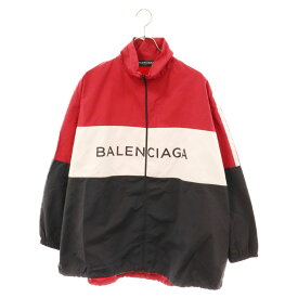 BALENCIAGA(バレンシアガ) サイズ:38 18SS TRACKSUIT POPLIN SHIRT JACKET ポプリンシャツトラックジャケット ナイロン レッド/ブラック/ホワイト 508903 TXD12【中古】【程度B】【カラーレッド】【取扱店舗BRING渋谷ANNEX店】