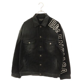 BALENCIAGA(バレンシアガ) サイズ:XS 23AW Large Fit Jacket(BLACK) ロゴ ヴィンテージ加工 デニムジャケット Gジャン 767949 TNW11 ブラック【中古】【程度A】【カラーブラック】【取扱店舗BRING梅田茶屋町店】