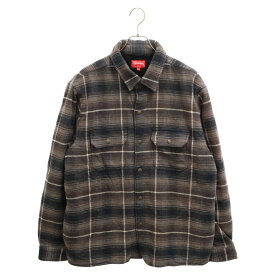 SUPREME(シュプリーム) サイズ:L 22AW Shearling Lined Flannel Shirt 裏地ボア フランネル ロングスリーブ 長袖チェックシャツ ジャケット グレー【中古】【程度B】【カラーグレー】【取扱店舗BRING THRIFT CLOSET】