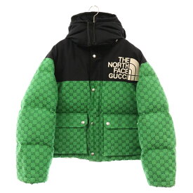 GUCCI(グッチ) サイズ:L × The North Face GG Padded Jacket Green ×ザ ノースフェイス GG パデッド ダウンジャケット アウター グリーン 670908 Z8APZ【中古】【程度A】【カラーグリーン】【オンライン限定商品】