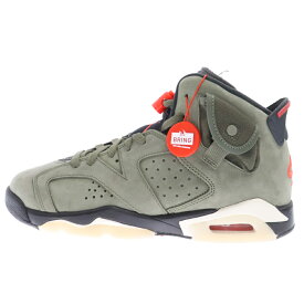 NIKE(ナイキ) サイズ:25.0cm ×TRAVIS SCOTT AIR JORDAN 6 RETRO SP (GS) トラヴィススコット エアジョーダン6 ハイカットスニーカーシューズ カーキ US7Y CN1085-200【中古】【程度A】【カラーグリーン】【取扱店舗BRING THRIFT CLOSET】