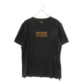 FENDI(フェンディ) サイズ:XL FFボックスロゴパッチ半袖Tシャツ 半袖カットソー ブラック FY0894 A28U【中古】【程度B】【カラーブラック】【取扱店舗BRING札幌店】