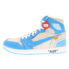 NIKE(ナイキ) サイズ:US10/28cm ×OFF-WHITE AIR JORDAN 1 POWDER BLUE UNC オフホワイト エアジョーダン1 パウダーブルー ハイカットスニーカー ホワイト/ブルー AQ0818-148 US10/28cm【新古品/中古】【程度S】【カラーホワイト】【取扱店舗BRING渋谷ANNEX店】