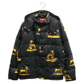 SUPREME(シュプリーム) サイズ:L 13AW Lions Puffy Jacket ライオンプリント パフィージャケット 中綿ジャケットブルゾン ネイビー/イエロー【中古】【程度B】【カラーネイビー】【オンライン限定商品】