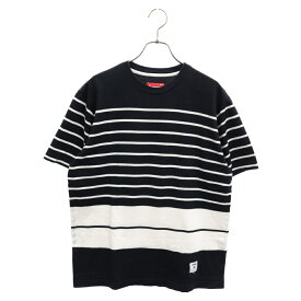 SUPREME(シュプリーム) サイズ:M 08SS TEAM STRIPE CREW ボーダー クルーネック半袖Tシャツ ブラック【中古】【程度B】【カラーブラック】【取扱店舗原宿】