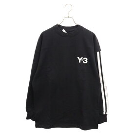 Y-3(ワイスリー) サイズ:S M CH1 CREW SWEATSHIRT ロゴデザイン スリーストライプ クルーネック スウェットトレーナー ブラック HG6073【中古】【程度A】【カラーブラック】【取扱店舗BRING THRIFT CLOSET】