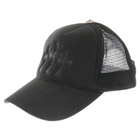 CHROME HEARTS(クロムハーツ) TRUCKER CAP レザーパッチトラッカー 3セメタリーレザーパッチクロスボール付メッシュキャップ ブラック【中古】【程度B】【カラーブラック】【取扱店舗新宿】