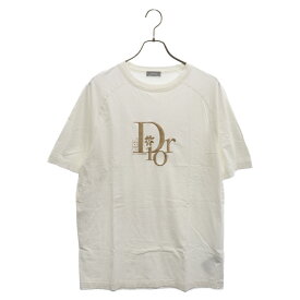 Dior HOMME(ディオールオム) サイズ:M 23SS×ERL Relaxed Fit Tee×イーアールエル リラックスフィット ロゴ刺繍 ラメ半袖Tシャツ ホワイト 313J647A0817【中古】【程度B】【カラーホワイト】【取扱店舗新宿】