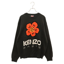 KENZO(ケンゾー) サイズ:M BOKE FLOWER JUMPER ロゴデザイン クルーネック ニットセーター ブラック FD55PU3803LC【新古品/中古】【程度S】【カラーブラック】【取扱店舗原宿】