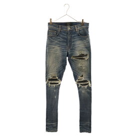 AMIRI(アミリ) サイズ:29 MX1 JEANS レザー蛇腹切替バイカースキニーデニムパンツ インディゴ【中古】【程度B】【カラーブルー】【取扱店舗BRINGアメリカ村店】