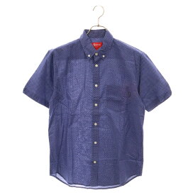 SUPREME(シュプリーム) サイズ:S 13SS Micro Dot Shirt ネイビー ボタンダウン マイクロドット 半袖シャツ【中古】【程度B】【カラーネイビー】【取扱店舗BRING梅田茶屋町店】