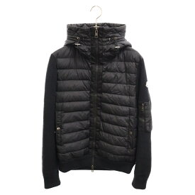 MONCLER(モンクレール) サイズ:L MAGLIONE TRICOT CARDIGAN フード ニット切替ダウンジャケット ブルゾン ブラック E20919402800【中古】【程度B】【カラーブラック】【取扱店舗BRING札幌店】