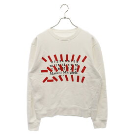 Maison Margiela(メゾンマルジェラ) サイズ:48 21SS TAPE LOGO PRINT SWEATSHIRT テープロゴ プリント スウェット クルーネックトレーナー ホワイト S30GU0149 S25503【中古】【程度A】【カラーホワイト】【取扱店舗BRING仙台店】