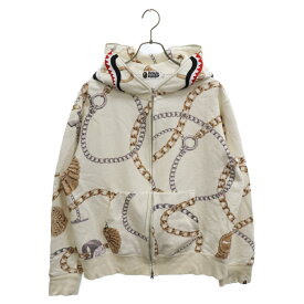 A BATHING APE(アベイシングエイプ) サイズ:L 23AW JEWELS SHARK FULL ZIP HOODIE ジュエルズ シャーク フルジップアップ パーカー アイボリー 001ZPJ801003M【中古】【程度B】【カラーホワイト】【取扱店舗原宿】