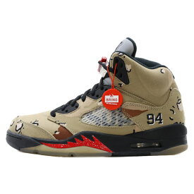 NIKE(ナイキ) サイズ:26.5cm 15AW×SUPREME AIR JORDAN 5 RETRO 824371-201 シュプリーム エアジョーダン5 ハイカットスニーカー ベージュ US8.5/26.5cm【新古品/中古】【程度S】【カラーベージュ】【取扱店舗BRING KICKS】