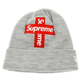 SUPREME(シュプリーム) 20AW×NEW ERA Cross Box Logo Beanie クロス ボックス ロゴ ビーニー ニットキャップ 帽子 グレー【中古】【程度A】【カラーグレー】【取扱店舗BRING THRIFT CLOSET】