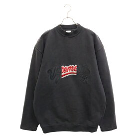 VETEMENTS(ヴェトモン) サイズ:S 18AW Logo Embroidered Sweatshirts クルーネック スウェット トレーナー ブラック MAH18TR31【中古】【程度B】【カラーブラック】【取扱店舗原宿】