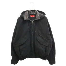 SUPREME(シュプリーム) サイズ:L 23AW Leather Collar Utility Jacket レザーカラー ユーティリティ ジップアップジャケット ブラック【中古】【程度B】【カラーブラック】【取扱店舗BRING福岡天神店】