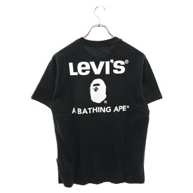 A BATHING APE(アベイシングエイプ) サイズ:S ×Levis フロント刺繍ロゴ 半袖Tシャツ ブラック【新古品/中古】【程度S】【カラーブラック】【取扱店舗新宿】