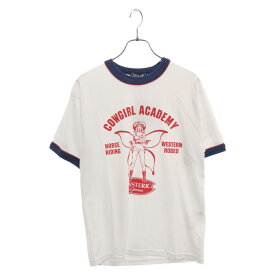 HYSTERIC GLAMOUR(ヒステリックグラマー) サイズ:S 23SS COWGIRL ACADEMY カウガールアカデミープリントロゴ半袖Tシャツ ホワイト 02232CT13【新古品/中古】【程度S】【カラーホワイト】【取扱店舗原宿】