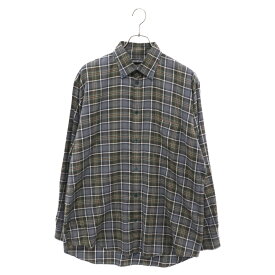 BALENCIAGA(バレンシアガ) サイズ:37 18AW Oversized Check Shirt バックロゴプリント オーバーサイズ長袖チェックシャツ グレー 508465 TBM21【中古】【程度A】【カラーグレー】【取扱店舗名古屋】