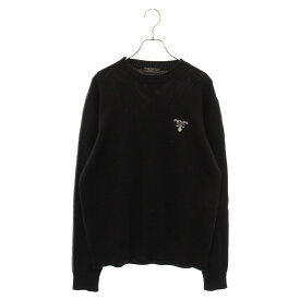 PRADA(プラダ) サイズ:48 23AW Crew Neck Pullovers Cashmere Long Sleeves Plain Logo Luxury フロントロゴ カシミヤ クルーネックニット セーター ブラック UMB424 S222 11LM【中古】【程度B】【カラーブラック】【取扱店舗名古屋】