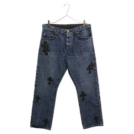 CHROME HEARTS(クロムハーツ) サイズ:34.0inch DENIM CROSS PATCH 5POCKET クロスパッチ デニムパンツ5ポケット インディゴ/ブラック【中古】【程度B】【カラーブルー】【取扱店舗OneStyle原宿店】