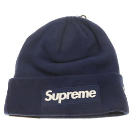 SUPREME(シュプリーム) 21AW×New Era Box Logo Beanie ニューエラ ボックスロゴ刺繍 アクリルニットビーニー ニットキャップ 帽子 ネイビー【新古品/中古】【程度S】【カラーネイビー】【取扱店舗BRING THRIFT CLOSET】