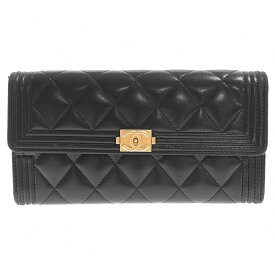 CHANEL(シャネル) ボーイシャネル ラムキン レザー キルティング 長財布 ブラック A80286【中古】【程度B】【カラーブラック】【取扱店舗BRING京都河原町店】