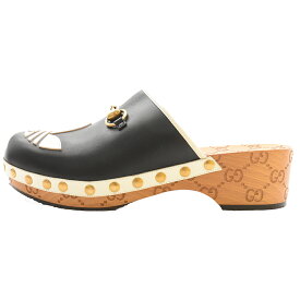 GUCCI(グッチ) サイズ:8 ×adidas clog sandals 702252 アディダス クロッグ レザー フロントロゴサンダル サボサンダル GG柄 ブラック【新古品/中古】【程度S】【カラーブラック】【オンライン限定商品】