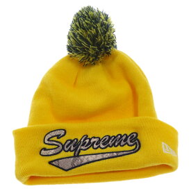 SUPREME(シュプリーム) 17AW × New Era Snake Script Beanie × ニューエラ ロゴ刺繍 ニット帽 ビーニー イエロー【中古】【程度A】【カラーイエロー】【取扱店舗BRING THRIFT CLOSET】