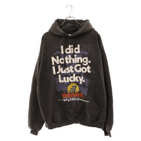 VETEMENTS(ヴェトモン) サイズ:XS 22AW I Got Lucky Hoodie アイガットラッキーフーディ プルオーバーパーカー ヴィンテージ加工 ブラック UA53HD445B【中古】【程度B】【カラーブラック】【取扱店舗BRING札幌店】