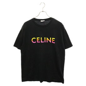 CELINE(セリーヌ) サイズ:M 22SS 2X10B671Q グラデーション ロゴプリント ルーズ クルーネック 半袖Tシャツ ブラック M【中古】【程度B】【カラーブラック】【取扱店舗新宿】